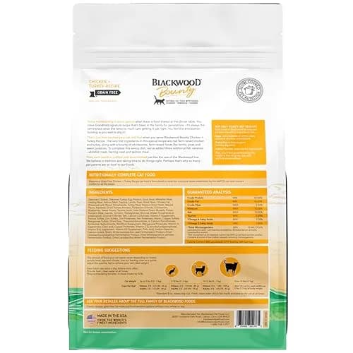 Blackwood Bounty Dry Cat Food Chicken & Turkey Recipe 4.5 lb | High Protein, Grain-Free, Slow Cooked thumbnail 5