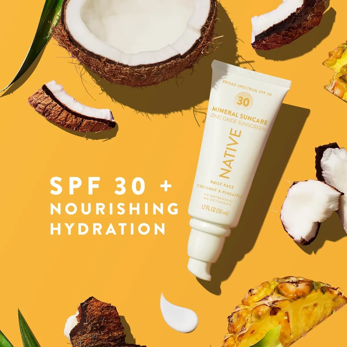 Native Sunscreen SPF 30 with Zinc Oxide, Pineapple & Coconut Scent, 48g (1.7 oz) | Dermatologist Tested for Sensitive Skin - view 2