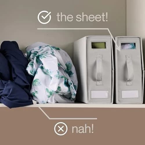 LOFT + IVY Bed Sheet Organizer 4-Pack | Foldable Linen Storage with Handles & Label Slot thumbnail 6