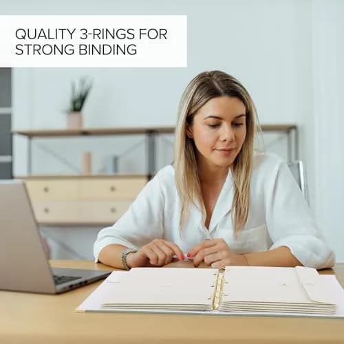 ZICOTO Important Document Organizer Set with Folders | Stylish Linen Ring Binder for Office & Home thumbnail 6