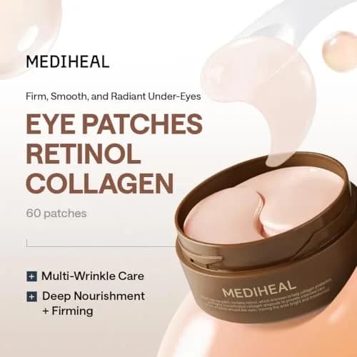 MEDIHEAL Retinol & Collagen Under Eye Patches, 60 Count | 4-Zone Wrinkle Care for Eyes, Smile Lines, Forehead & Neck thumbnail 2