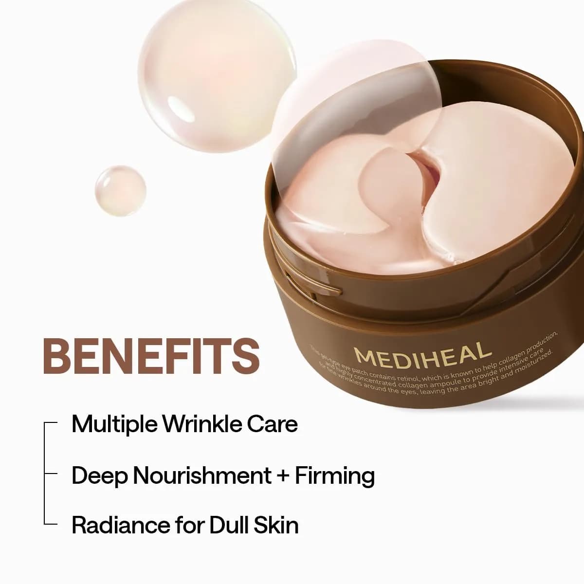 MEDIHEAL Retinol & Collagen Under Eye Patches, 60 Count | 4-Zone Wrinkle Care for Eyes, Smile Lines, Forehead & Neck - view 3