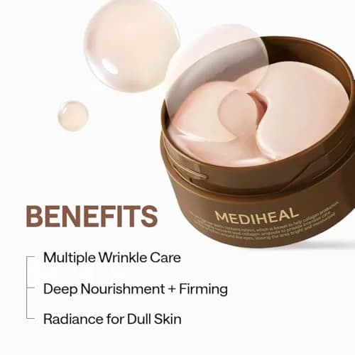MEDIHEAL Retinol & Collagen Under Eye Patches, 60 Count | 4-Zone Wrinkle Care for Eyes, Smile Lines, Forehead & Neck thumbnail 3