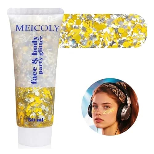 MEICOLY Face Glitter Makeup 50ml (1.76oz) | Holographic Gold Silver Purple Body Glitter for Music Festivals thumbnail 8