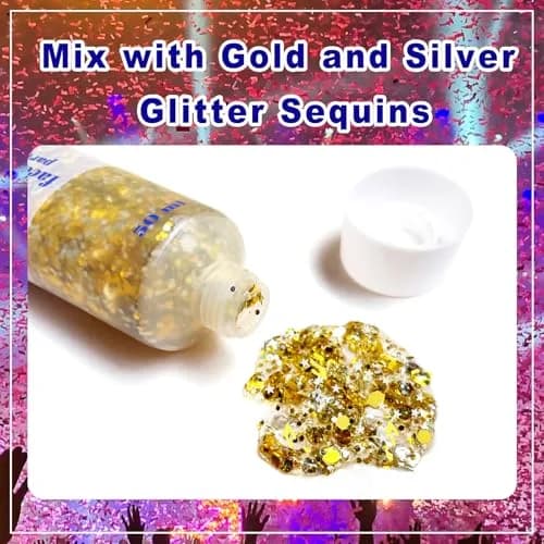 MEICOLY Face Glitter Makeup 50ml (1.76oz) | Holographic Gold Silver Purple Body Glitter for Music Festivals thumbnail 3