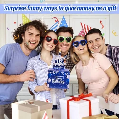 TOYEISHI Birthday Money Pull Box for Cash Gift with DIY Self-Adhesive Age Stickers | Creative Gift Box for Celebrations thumbnail 4