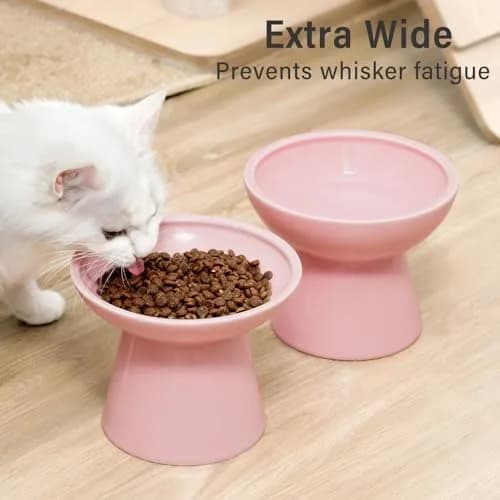 CEEFU 2-Pack Elevated Ceramic Cat Bowls Extra Wide for Food & Water | Whisker-Friendly, Heavy & Stable thumbnail 6