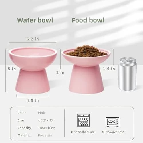 CEEFU 2-Pack Elevated Ceramic Cat Bowls Extra Wide for Food & Water | Whisker-Friendly, Heavy & Stable thumbnail 2