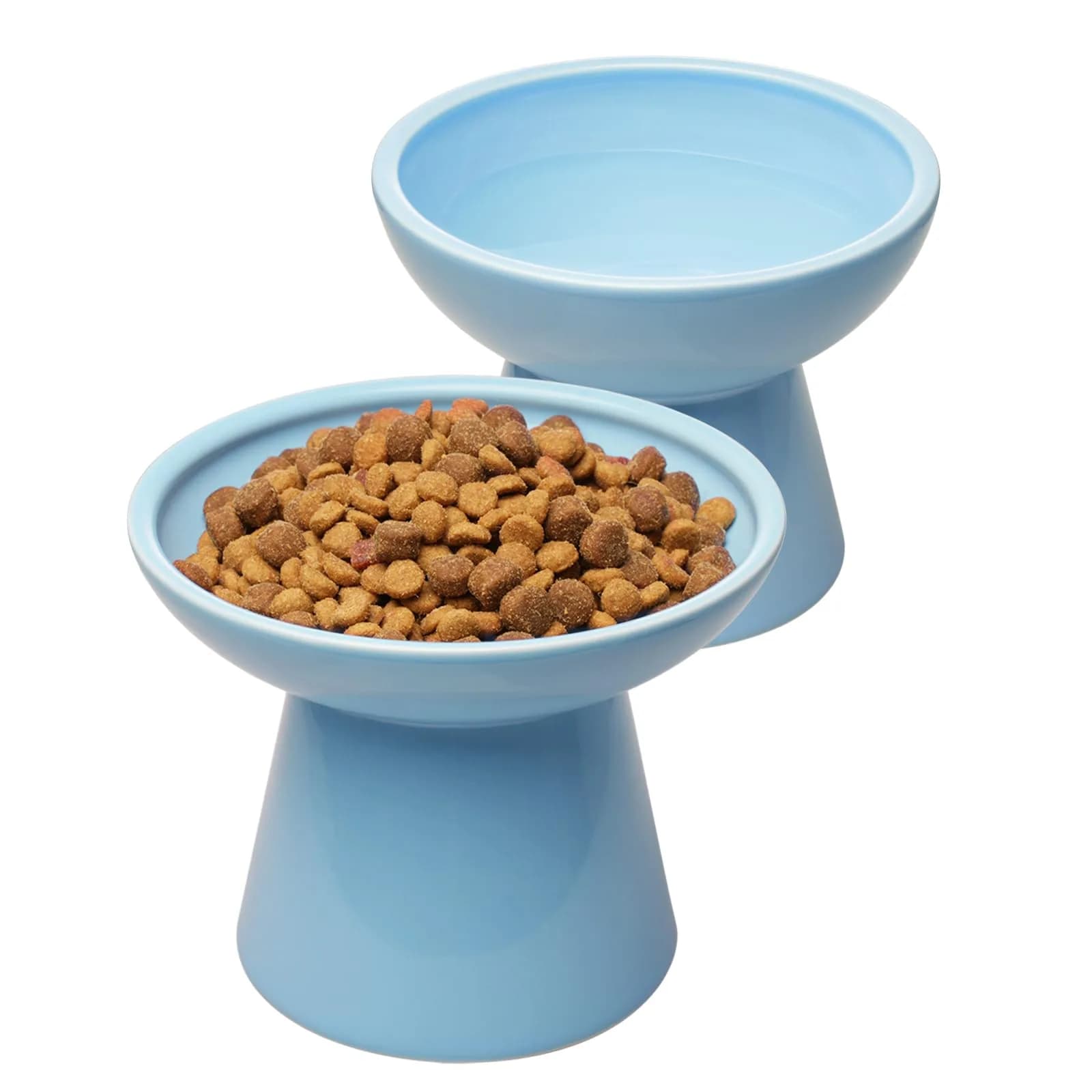 CEEFU 2-Pack Elevated Ceramic Cat Bowls Extra Wide | Whisker-Friendly, Durable & Stylish (70-120 chars) - main product image