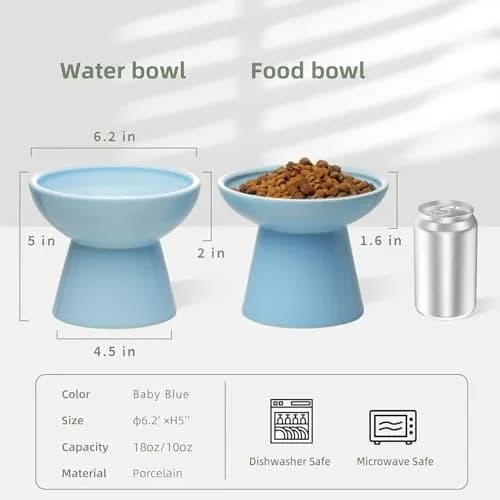 CEEFU 2-Pack Elevated Ceramic Cat Bowls Extra Wide | Whisker-Friendly, Durable & Stylish (70-120 chars) thumbnail 2