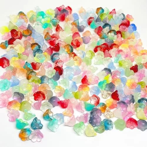 MaehSab 300 Pcs Glass Flower Beads 7x12mm | Assorted Colors for Jewelry Making thumbnail 1