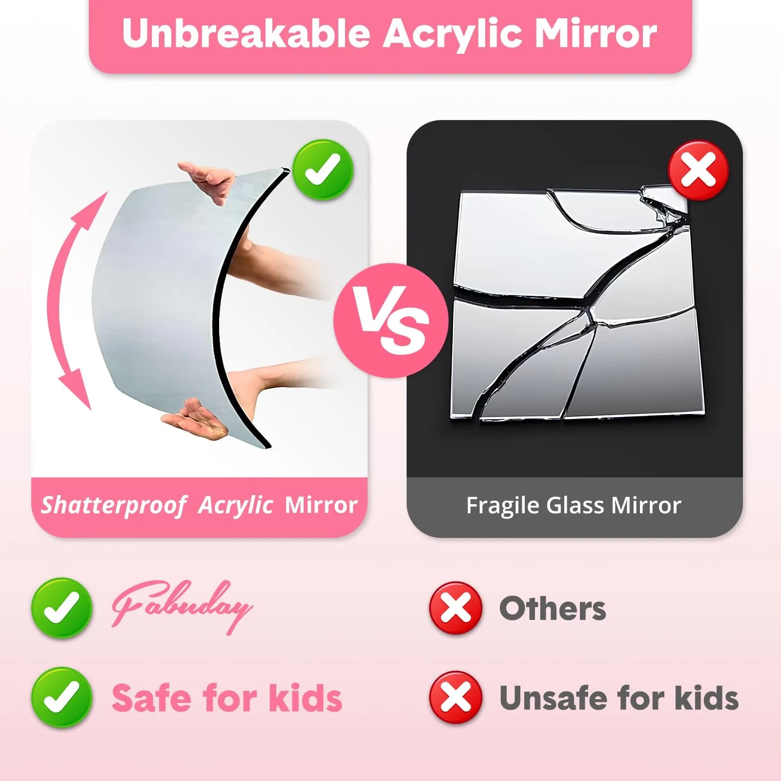 Fabuday Lighted Hanging Mirror for Dance Backstage - Rechargeable Folding LED Full Length Mirror with Lights, Berry (31.3cm H x 29.5cm W x 3.5cm D) - view 2
