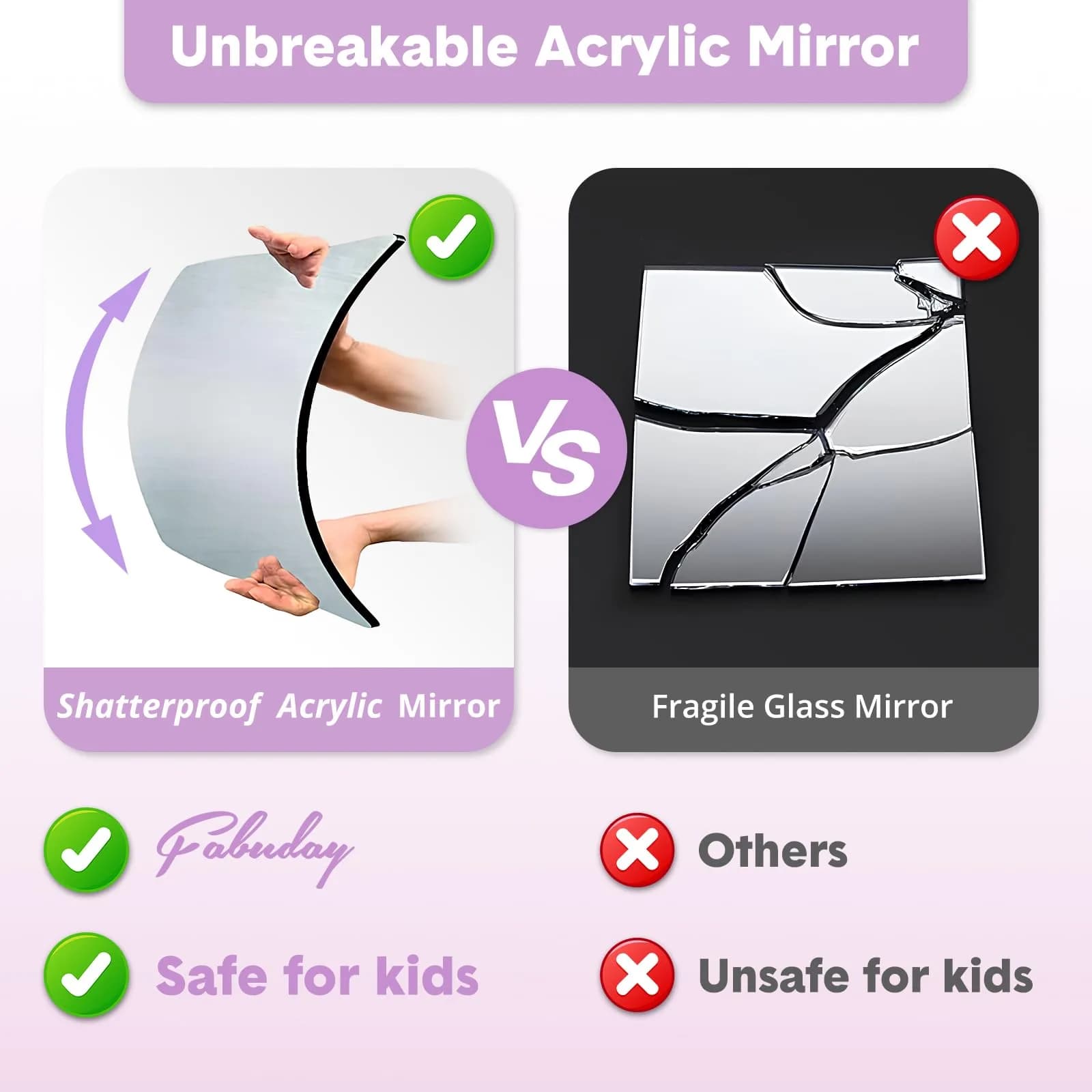 Fabuday Lighted Hanging Mirror for Dance Backstage - Rechargeable Folding LED Full Length Mirror with Lights for Dancers, Portable Foldable Travel Body Mirrors, Brightness Adjustable, Purple (11.5x12.3 inch) - view 2