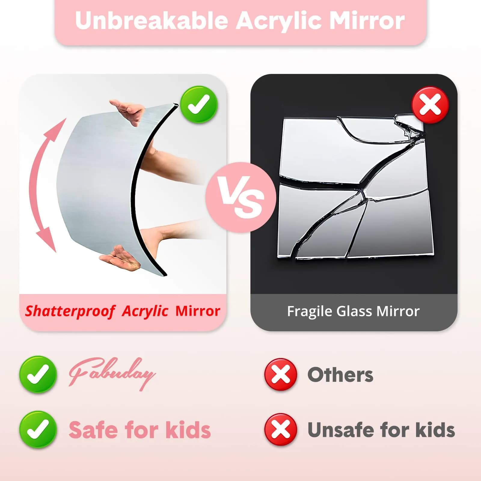 Fabuday Lighted Foldable Hanging Dance Mirror 29cm (11.5") | Adjustable Brightness Full Length - view 2