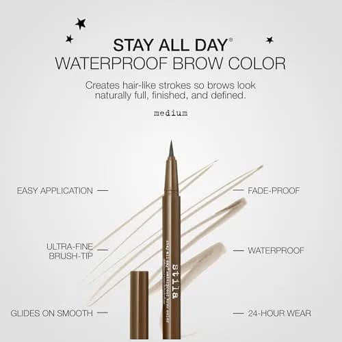 Stila Stay All Day Waterproof Brow Color, Brush Tip (Medium) | 24-Hour Smudge & Sweat Proof, Natural Finish thumbnail 3