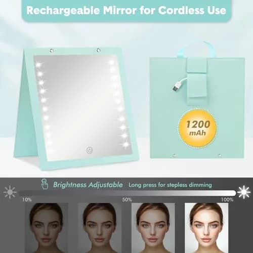 Fabuday Lighted Foldable Hanging Dance Mirror 31cm (12.3" L x 11.5" W) | Unbreakable Acrylic for Backstage & Travel thumbnail 6