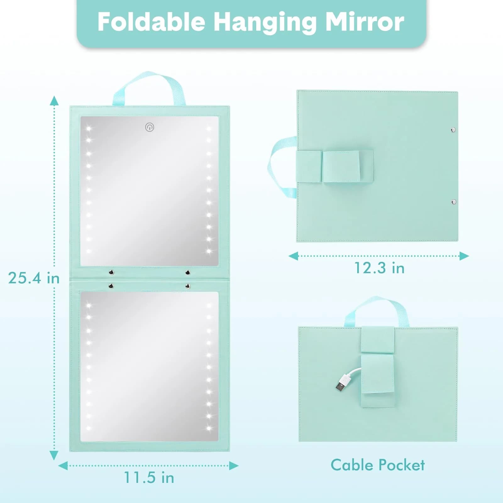 Fabuday Lighted Foldable Hanging Dance Mirror 31cm (12.3" L x 11.5" W) | Unbreakable Acrylic for Backstage & Travel - view 7