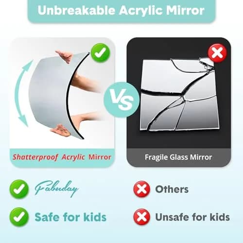 Fabuday Lighted Foldable Hanging Dance Mirror 31cm (12.3" L x 11.5" W) | Unbreakable Acrylic for Backstage & Travel thumbnail 2