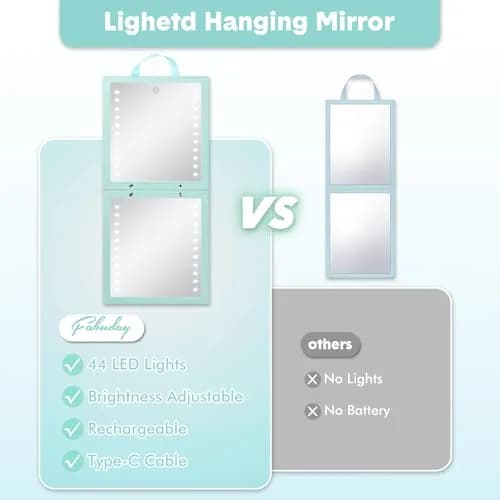 Fabuday Lighted Foldable Hanging Dance Mirror 31cm (12.3" L x 11.5" W) | Unbreakable Acrylic for Backstage & Travel thumbnail 3