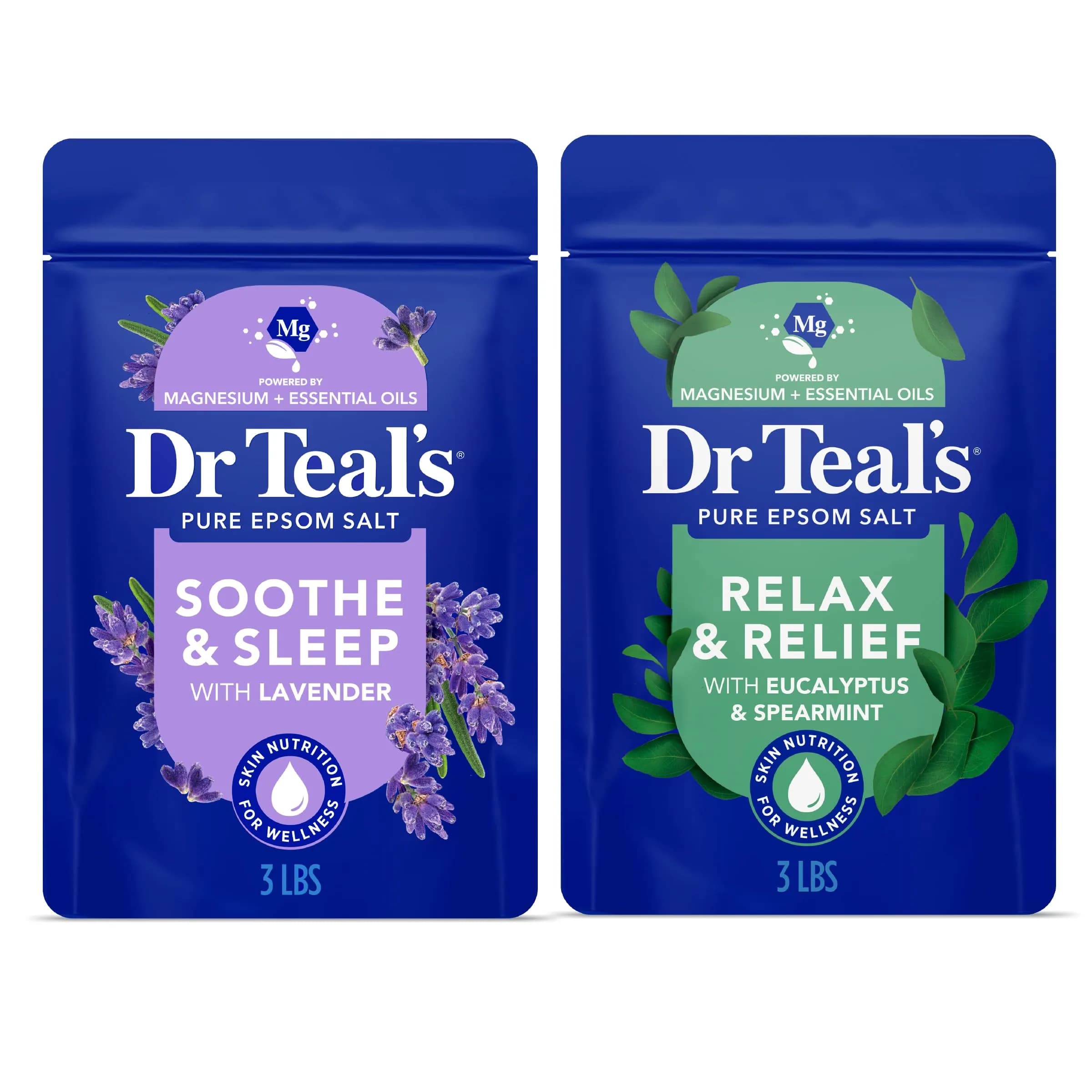 Dr Teal's Epsom Salt Magnesium Soak, Lavender & Eucalyptus Duo Bundle, 1.81 kg (48 oz) | Soothes Aches & Reduces Stress - main product image