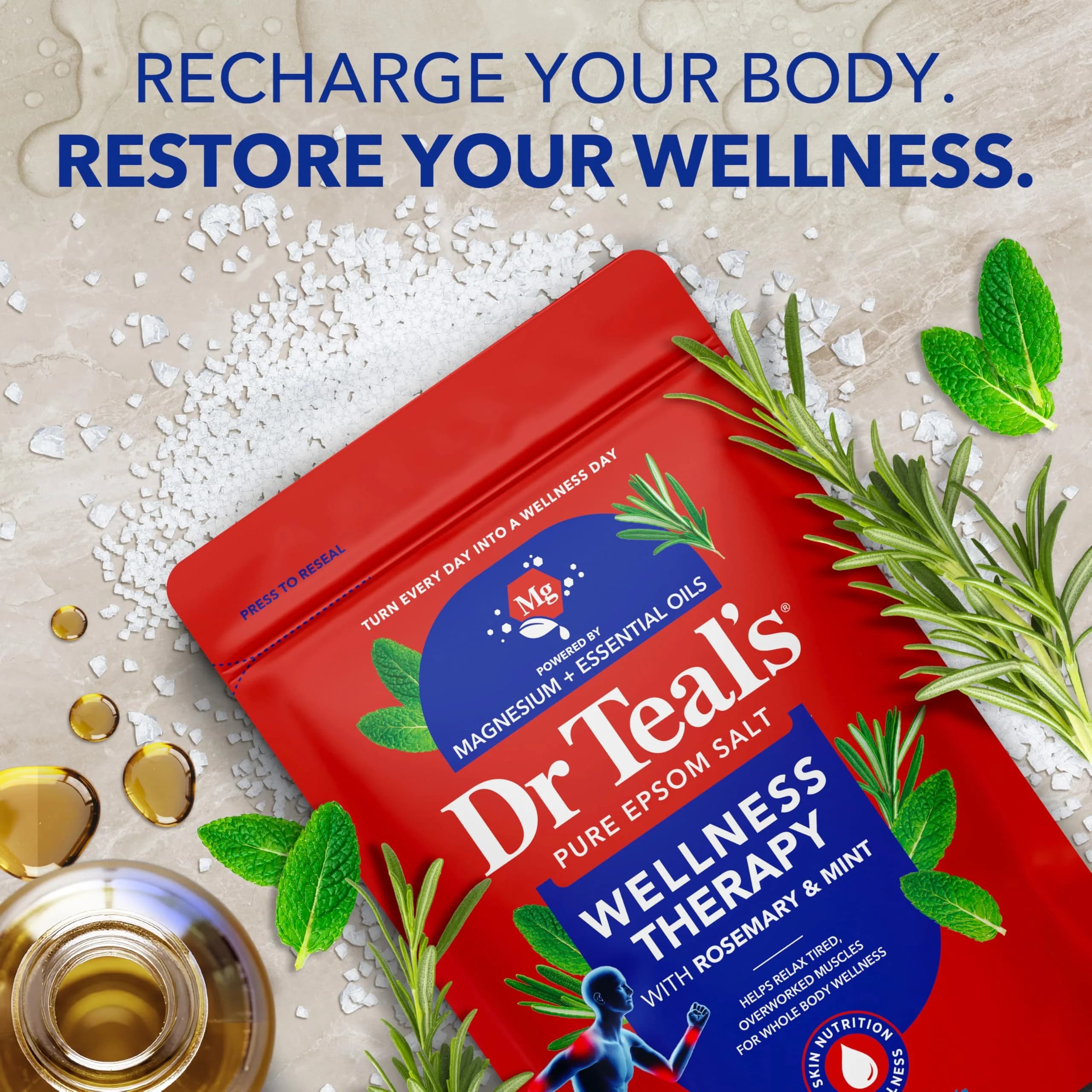 Dr Teal's Epsom Salt Magnesium Soak Trio 144 oz (4.34 kg) | Lavender, Eucalyptus & Rosemary Infused for Muscle Relief - view 5