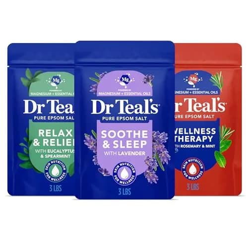 Dr Teal's Epsom Salt Magnesium Soak Trio 144 oz (4.34 kg) | Lavender, Eucalyptus & Rosemary Infused for Muscle Relief thumbnail 1