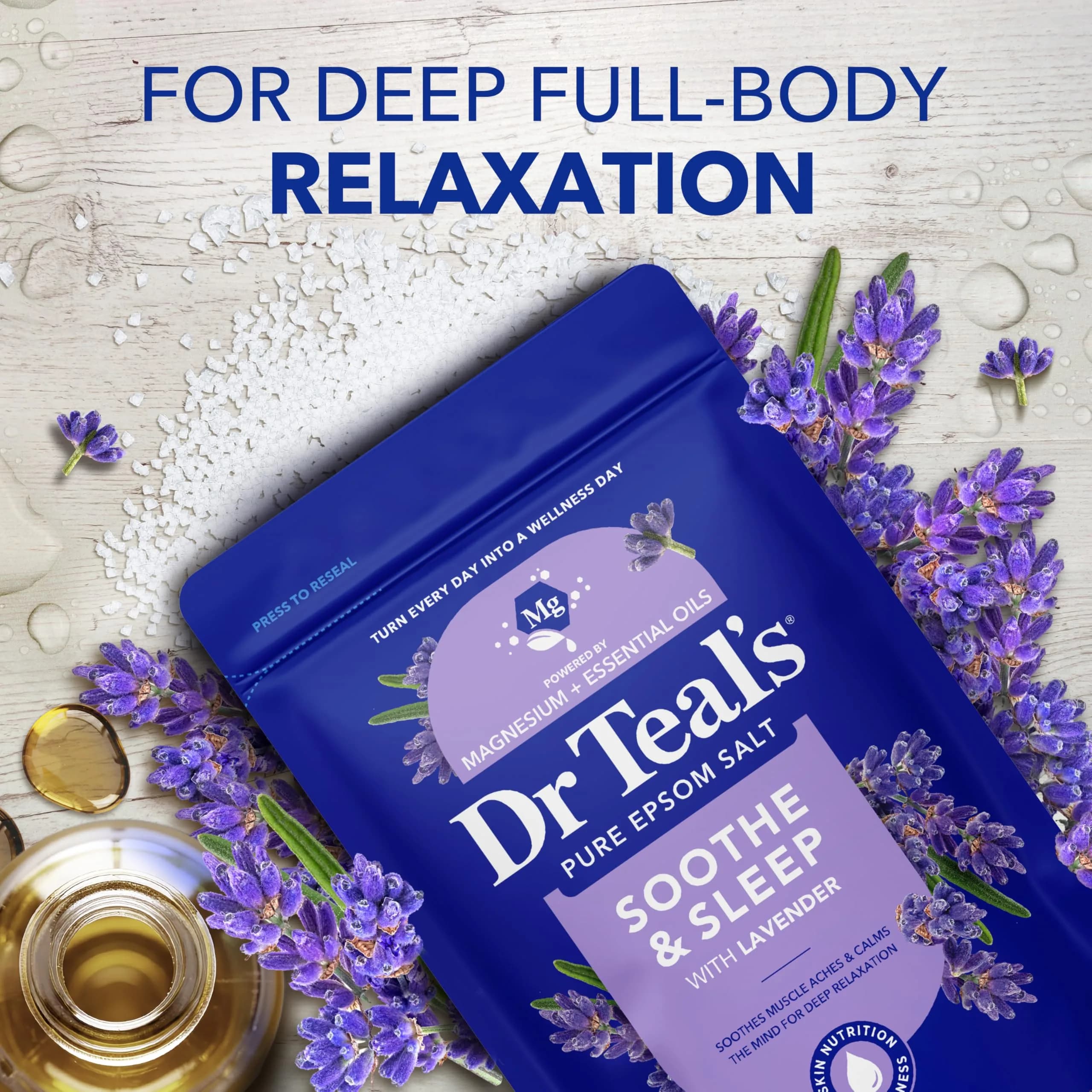 Dr Teal's Epsom Salt Magnesium Soak Trio 144 oz (4.34 kg) | Lavender, Eucalyptus & Rosemary Infused for Muscle Relief - view 3