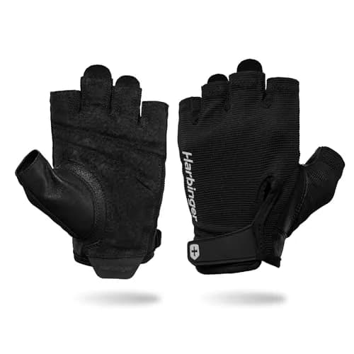 Harbinger Power Gloves 3.0 - Weightlifting Gloves with Adjustable Wrist, Breathable Leather Palm, Men's, Black, Medium thumbnail 1