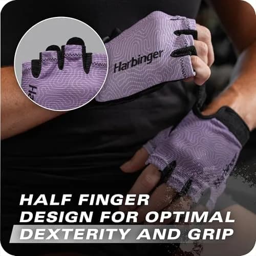 Harbinger Power Gloves 3.0 - Durable Half Finger Weightlifting Gloves with Adjustable Wrist, Breathable Leather Palm, Women's thumbnail 3