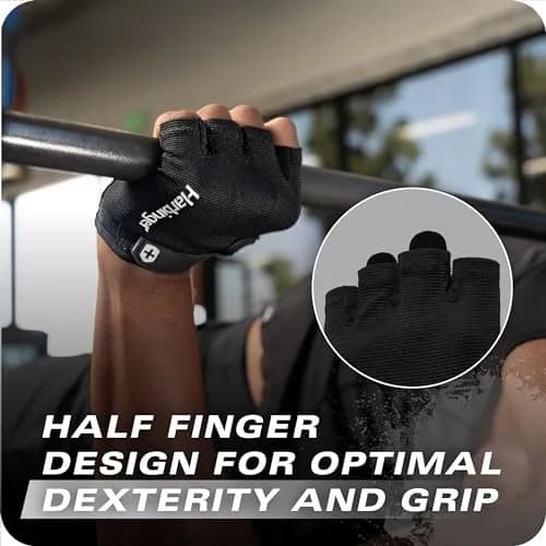 Harbinger Power Gloves 3.0 - Durable Half Finger Weightlifting Gloves with Adjustable Wrist Closure, Breathable Leather Palm, Medium thumbnail 4