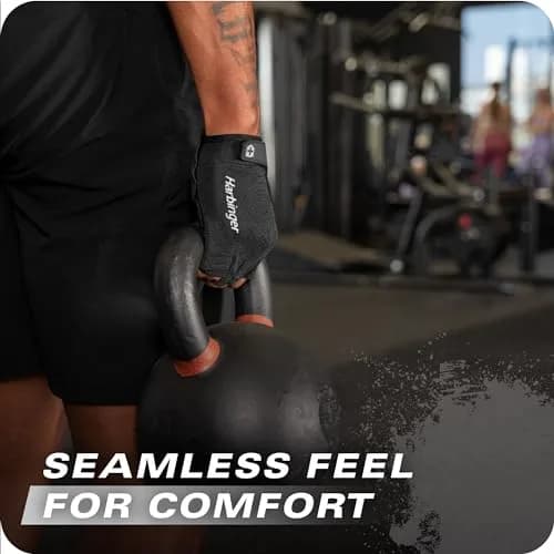 Harbinger Power Gloves 3.0 - Durable Half Finger Weightlifting Gloves with Adjustable Wrist Closure, Breathable Leather Palm, Medium thumbnail 5