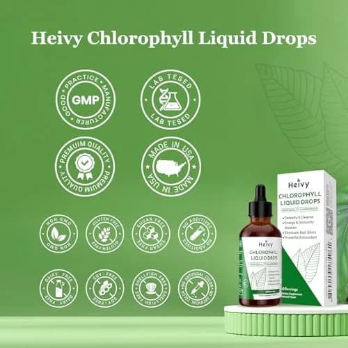 Heivy Chlorophyll Liquid Drops 50mg | Natural Flavor, 2 Fl Oz | Detox & Skin Support thumbnail 3