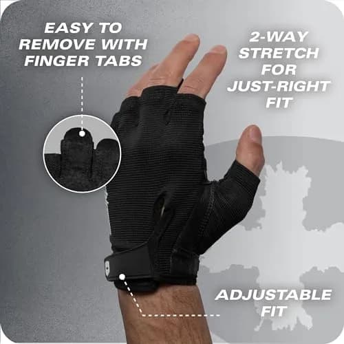 Harbinger Power Gloves 3.0 - Durable Half Finger Weightlifting Gloves with Adjustable Wrist, Breathable Leather Palm, Small thumbnail 8