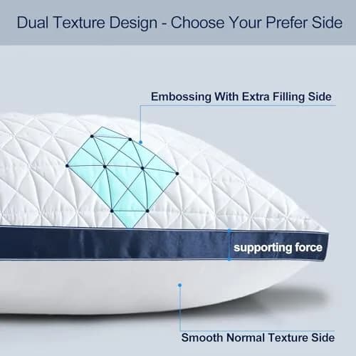 Slybear King Size Pillows Set of 4 | Cooling Hotel Luxury Bed Pillows for Sleeping 4 Pack, Supportive Breathable Down Alternative Gusseted Pillow for Side Stomach or Back Sleepers (19 x 33 inch / 48.3 x 83.8 cm) thumbnail 5