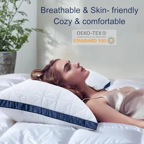 Slybear King Size Pillows Set of 4 | Cooling Hotel Luxury Bed Pillows for Sleeping 4 Pack, Supportive Breathable Down Alternative Gusseted Pillow for Side Stomach or Back Sleepers (19 x 33 inch / 48.3 x 83.8 cm) thumbnail 2