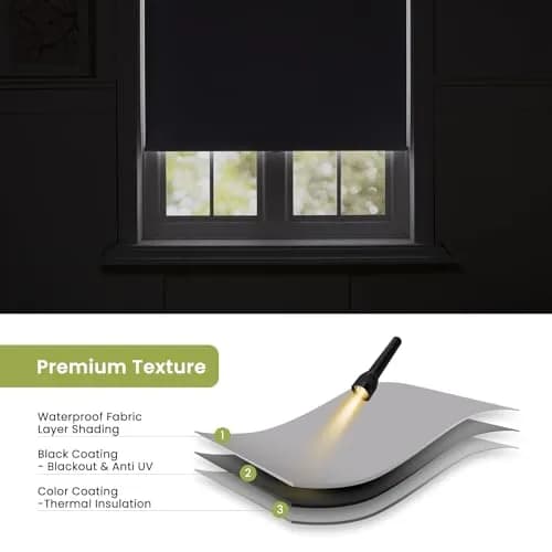Anpark Cordless Window Shade 35" W x 72" H | Blackout Thermal Insulated UV Protection (120 chars) thumbnail 2