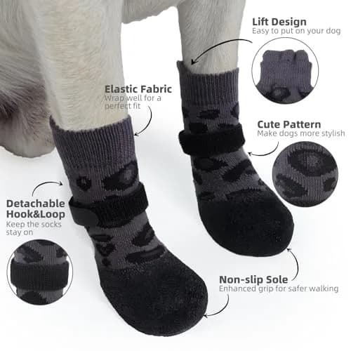 PUPTECK Anti Slip Dogs Shoes for Hot/Cold Pavement | Leopard, Small thumbnail 2