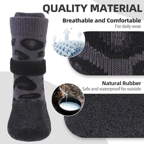 PUPTECK Anti Slip Dogs Shoes for Hot/Cold Pavement | Leopard, Small thumbnail 3