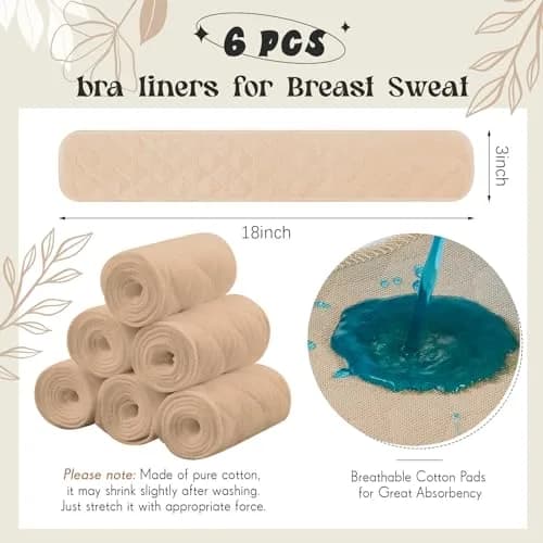 Toulite Cotton Bra Liners Sweat Pads Medium | Soft, Reusable & Breathable thumbnail 2