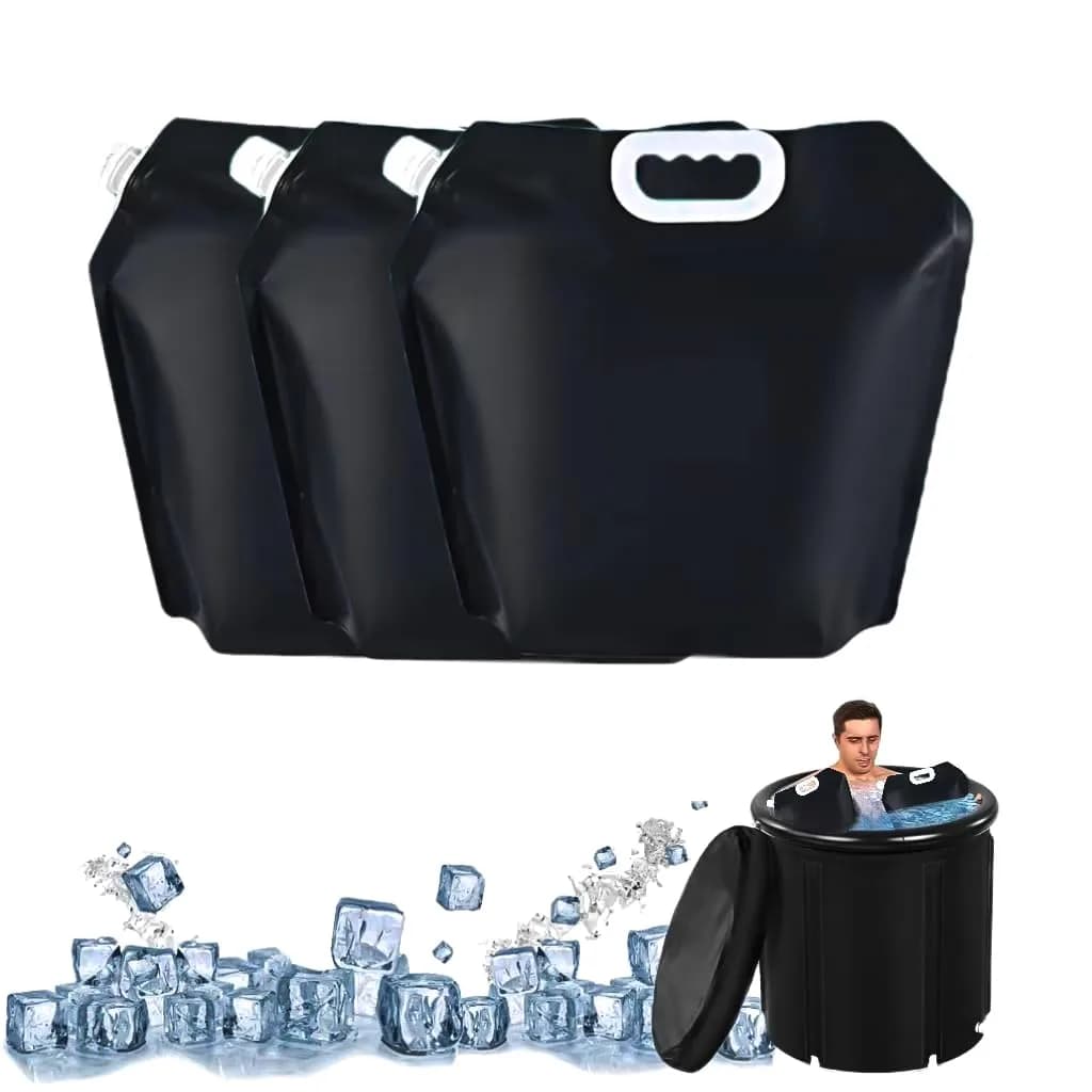 ARIESEE Black 5L Ice Bath Bags (3 Pack) | Leakproof Portable Cold Plunge Tubs for Muscle Recovery - main product image
