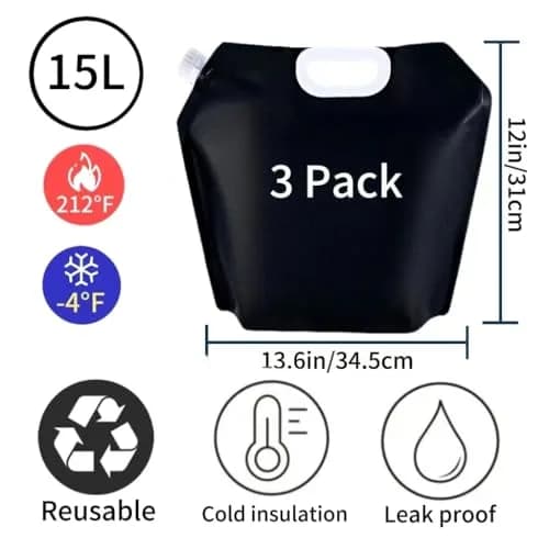 ARIESEE Black 5L Ice Bath Bags (3 Pack) | Leakproof Portable Cold Plunge Tubs for Muscle Recovery thumbnail 4