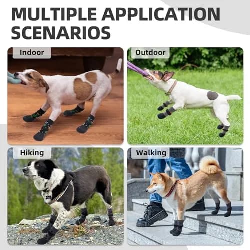 PUPTECK Anti Slip Dogs Shoes for Hot/Cold Pavement | Leopard, M thumbnail 5