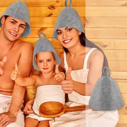 JaGely Sauna Hat for Men Women Russian Banya Cap, Gray, 1 Pcs | Heat-Resistant Sauna Headwear thumbnail 4
