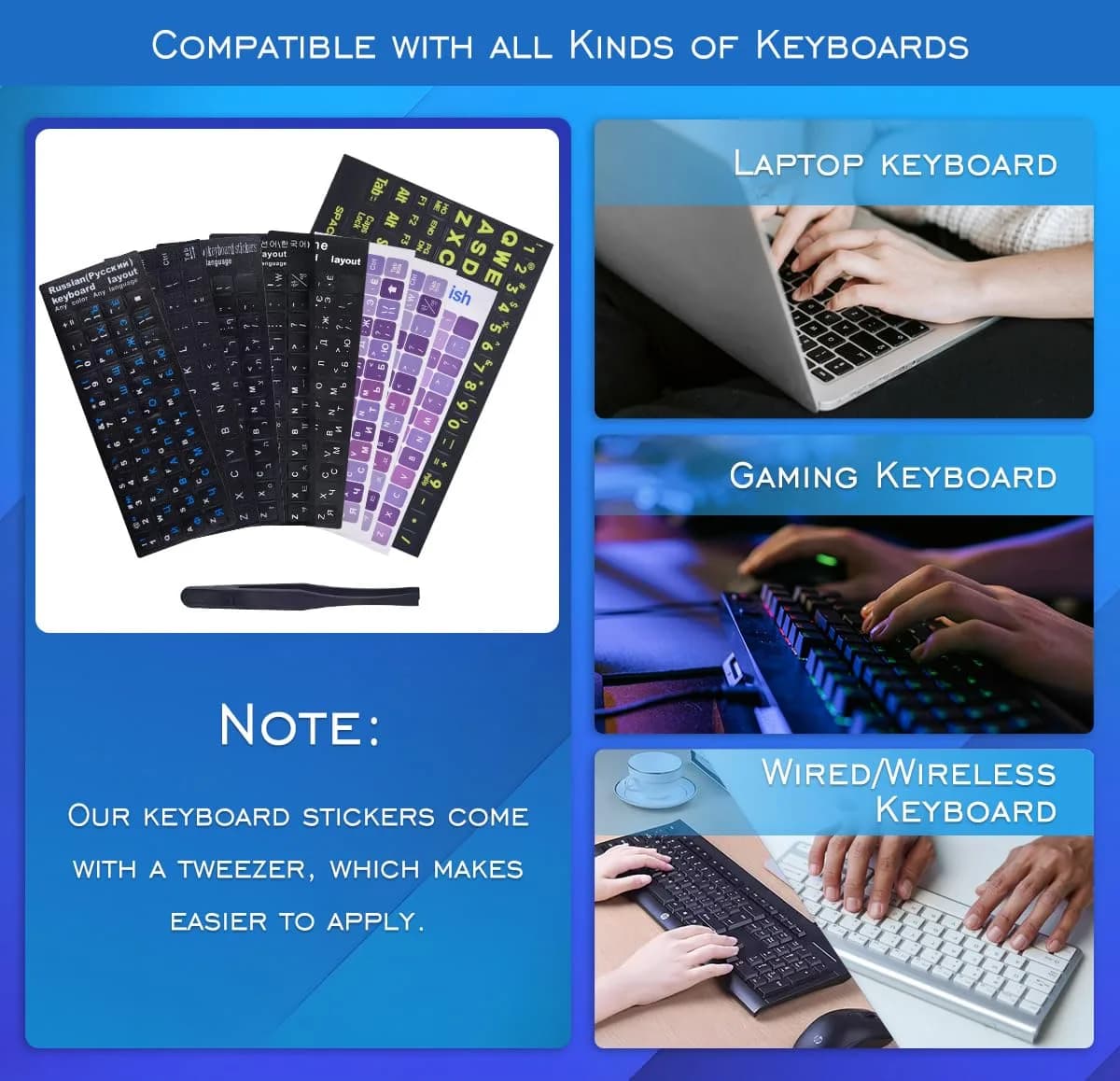 DAMMOMKO Large Print English Keyboard Stickers | 2PCS (21.0cm x 14.0cm) - view 7