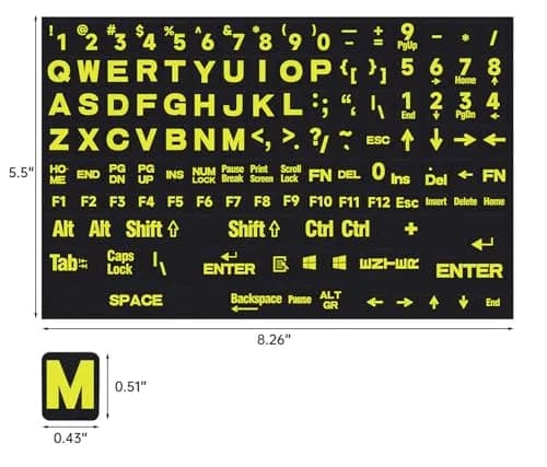 DAMMOMKO Large Print English Keyboard Stickers | 2PCS (21.0cm x 14.0cm) thumbnail 3
