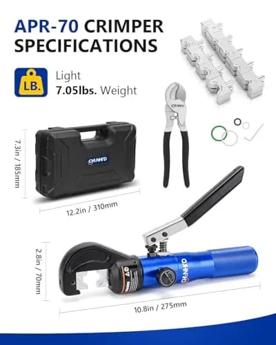CHANHYD Hydraulic Crimping Tool 8 US TON | Durable Alloy Steel, Hydraulic System, 12-00 AWG thumbnail 5