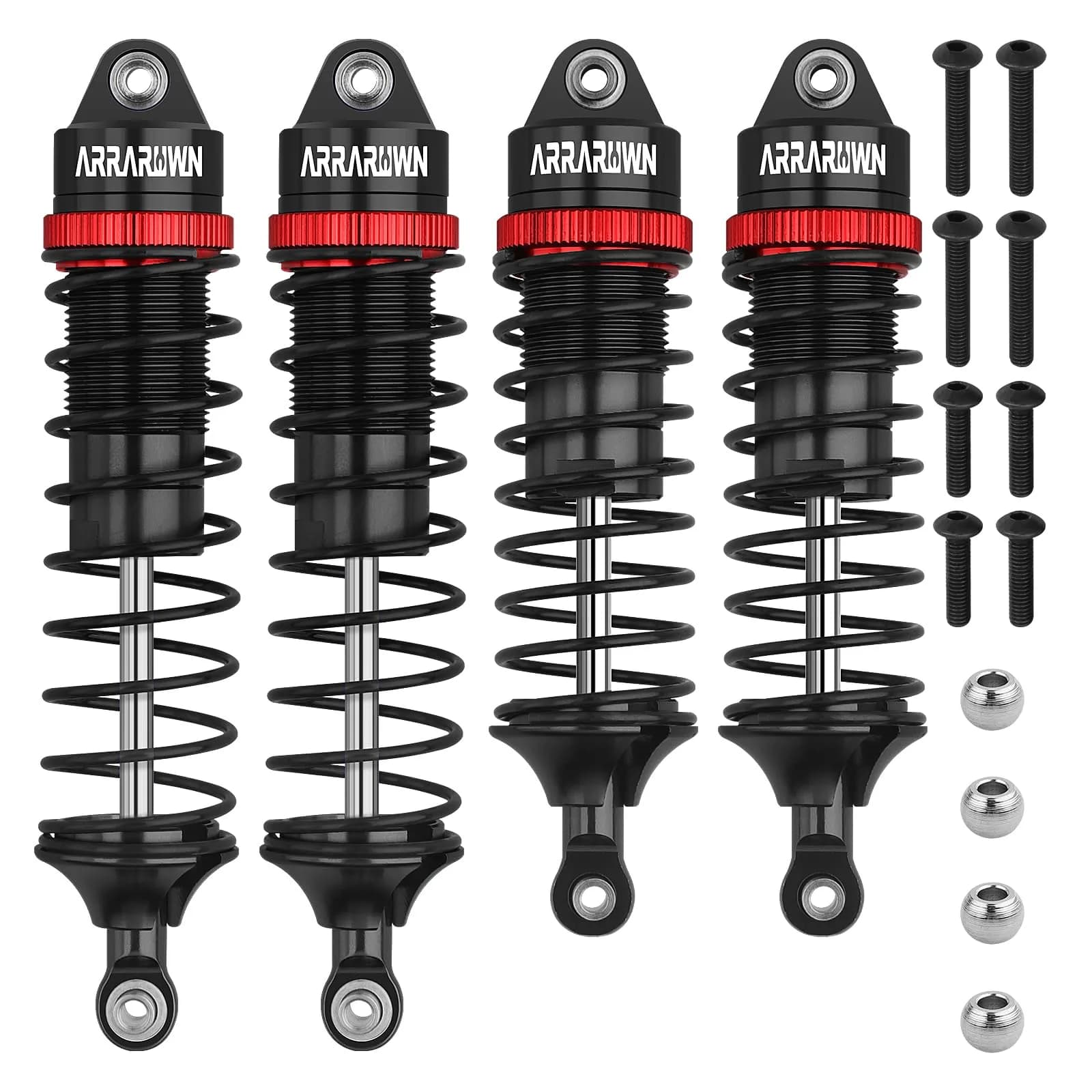 ARRAROWN RC Car Shocks Set 4PCS Black | Heavy-Duty Off-Road Impact Resistance - main product image