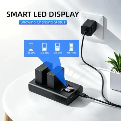 Batmax NP-W126S Battery & USB-C Rapid Charger for Fujifilm X-Series | 1480mAh Li-ion, 7.4V, Compatible with X-T100, X-T200, X100F, X100V, X-S10, X-Pro3, X-T2 thumbnail 4