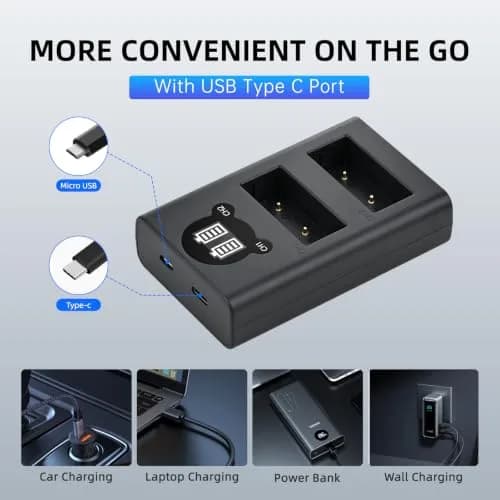 Batmax NP-W126S Battery & USB-C Rapid Charger for Fujifilm X-Series | 1480mAh Li-ion, 7.4V, Compatible with X-T100, X-T200, X100F, X100V, X-S10, X-Pro3, X-T2 thumbnail 6