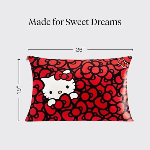 Kitsch x Hello Kitty Satin Pillowcase 19x26 Sea of Bows | Gentle on Skin & Hair thumbnail 4